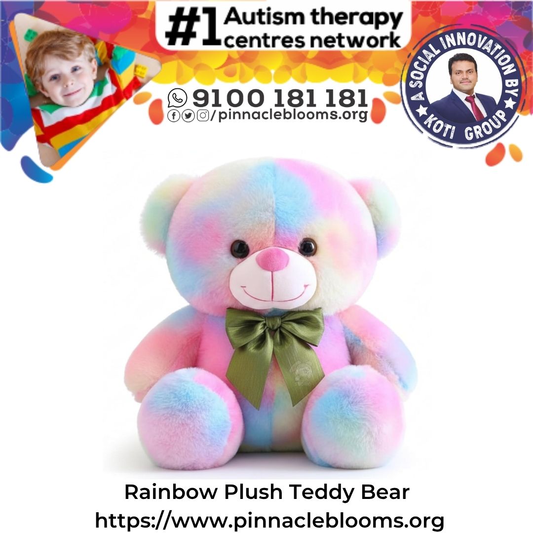 Empower Therapy for Autism with Rainbow Plush Teddy Bear | Pinnacle Blooms Network