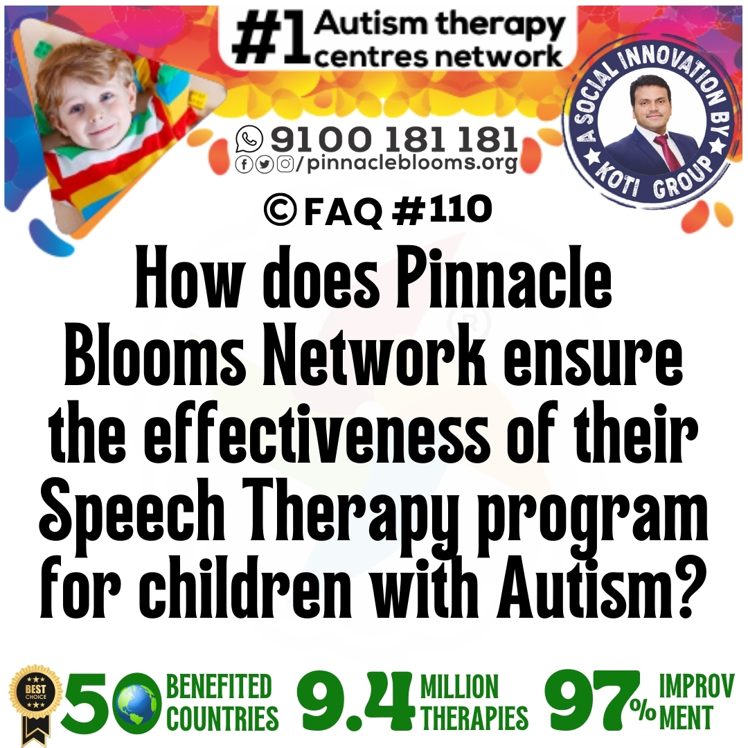 How does Pinnacle Blooms Network ensure the effectiveness of their Speech Therapy program for children with Autism?