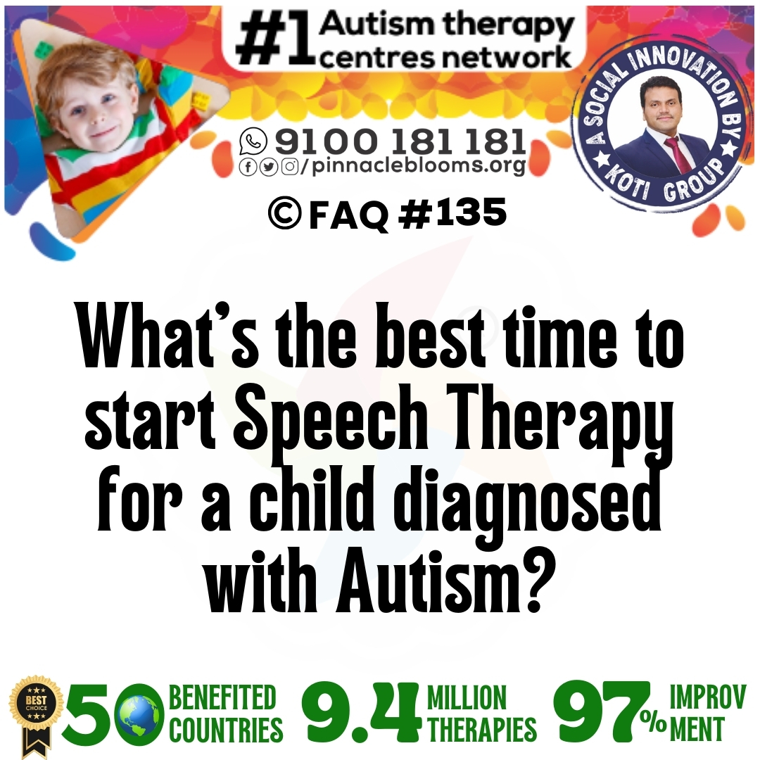 What's the best time to start Speech Therapy for a child diagnosed with Autism?