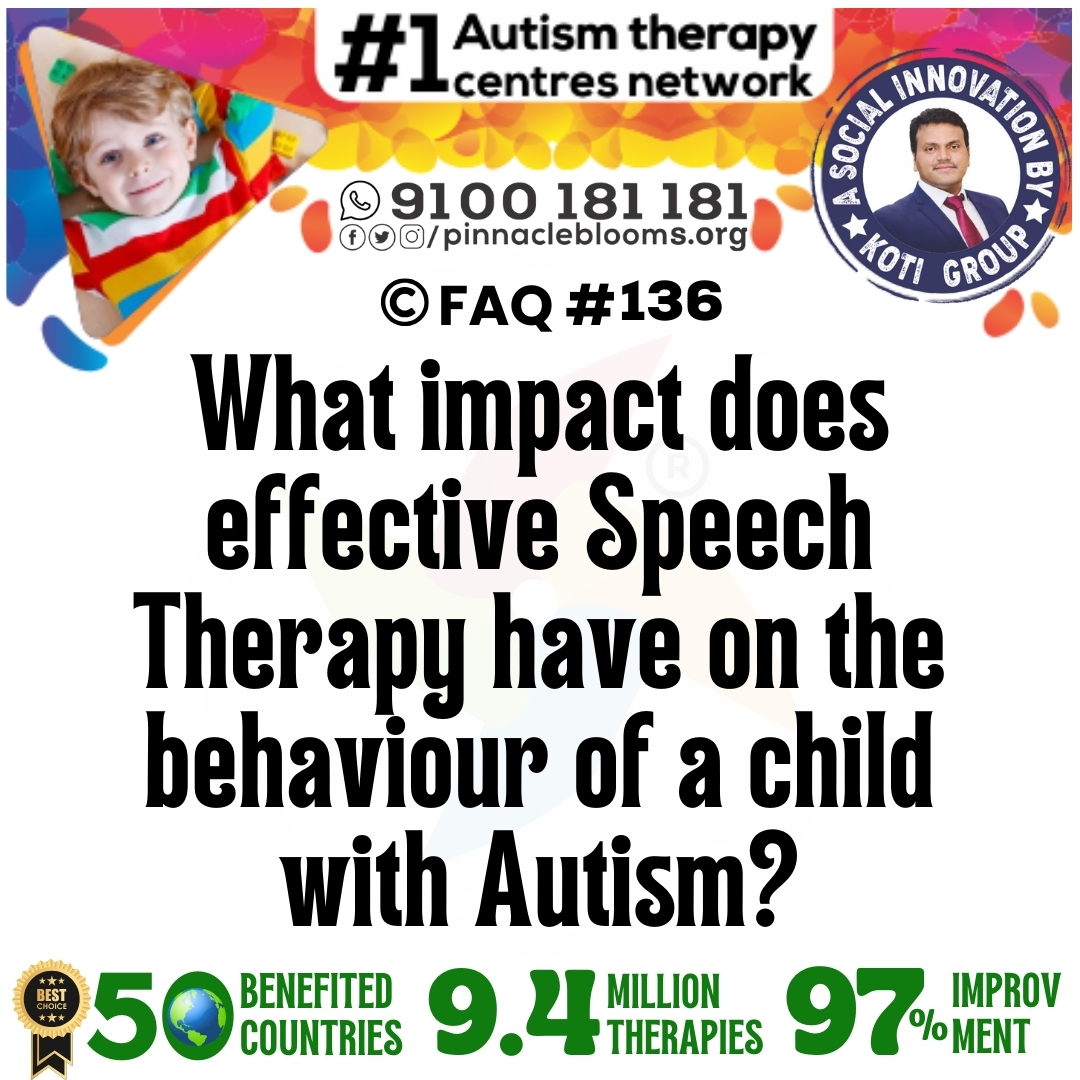What impact does effective Speech Therapy have on the behaviour of a child with Autism?