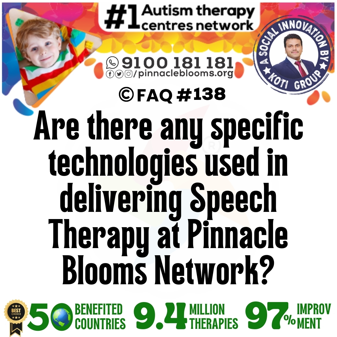 Are there any specific technologies used in delivering Speech Therapy at Pinnacle Blooms Network?