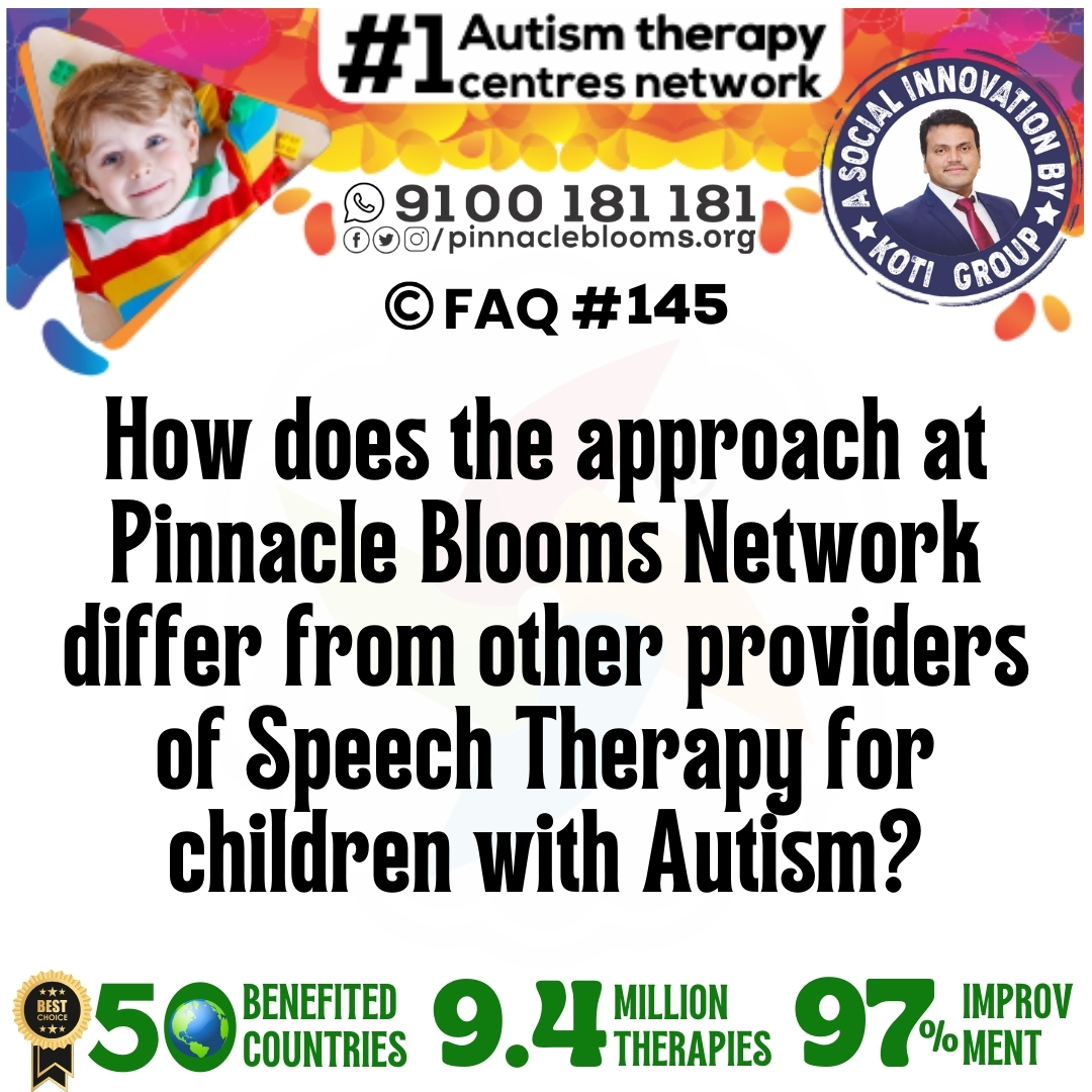 How does the approach at Pinnacle Blooms Network differ from other providers of Speech Therapy for children with Autism?