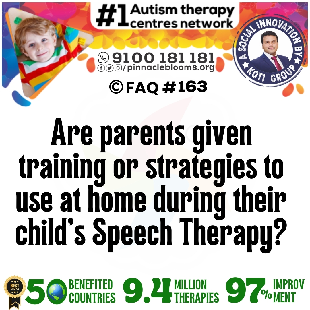 Are parents given training or strategies to use at home during their child's Speech Therapy?
