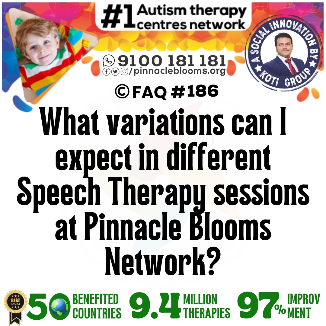 What variations can I expect in different Speech Therapy sessions at Pinnacle Blooms Network?
