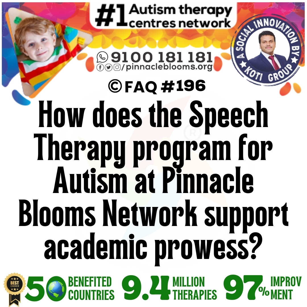 How does the Speech Therapy program for Autism at Pinnacle Blooms Network support academic prowess?