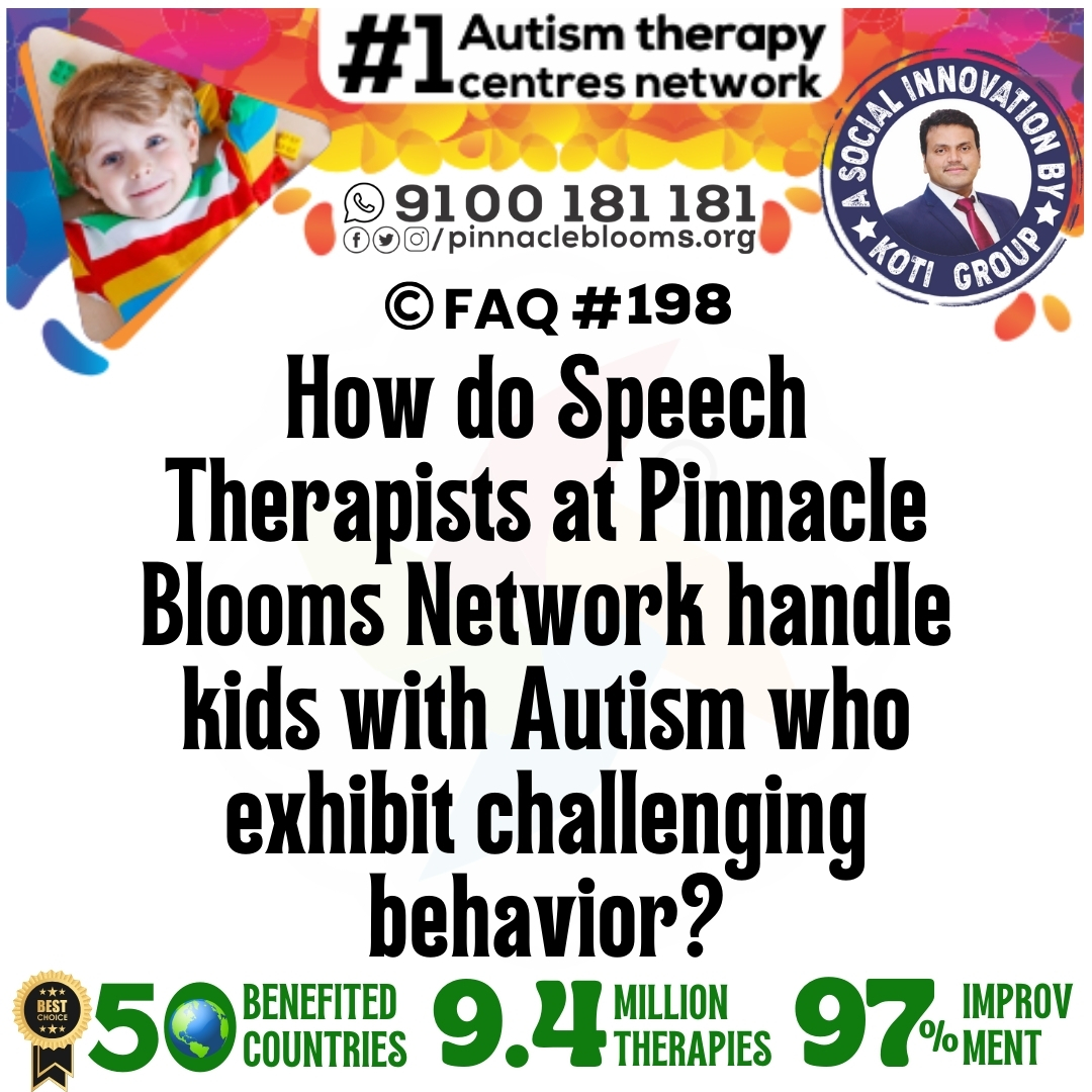How do Speech Therapists at Pinnacle Blooms Network handle kids with Autism who exhibit challenging behavior?