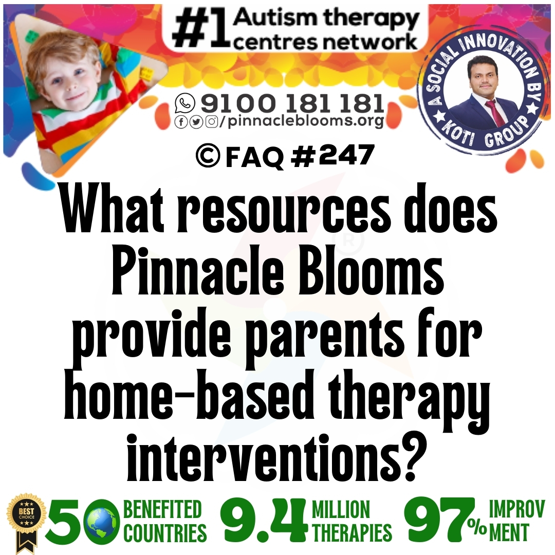 What resources does Pinnacle Blooms provide parents for home-based therapy interventions?