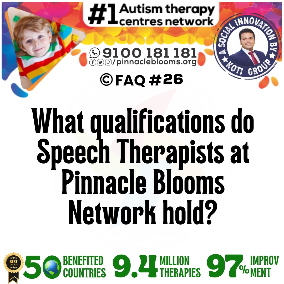 What qualifications do Speech Therapists at Pinnacle Blooms Network hold?