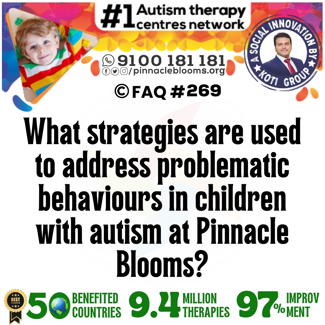 What strategies are used to address problematic behaviours in children with autism at Pinnacle Blooms?