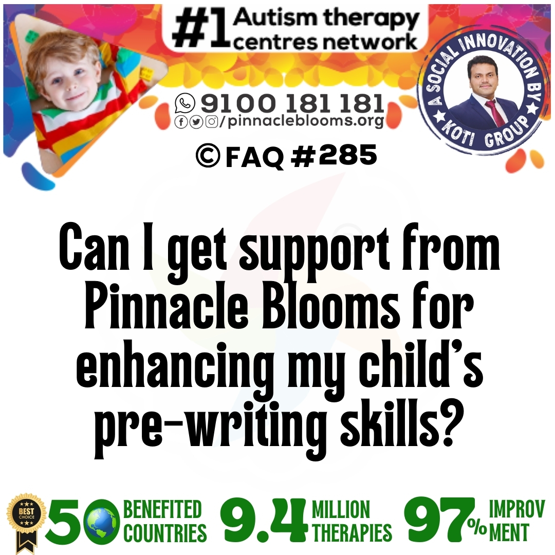 Can I get support from Pinnacle Blooms for enhancing my child's pre-writing skills?