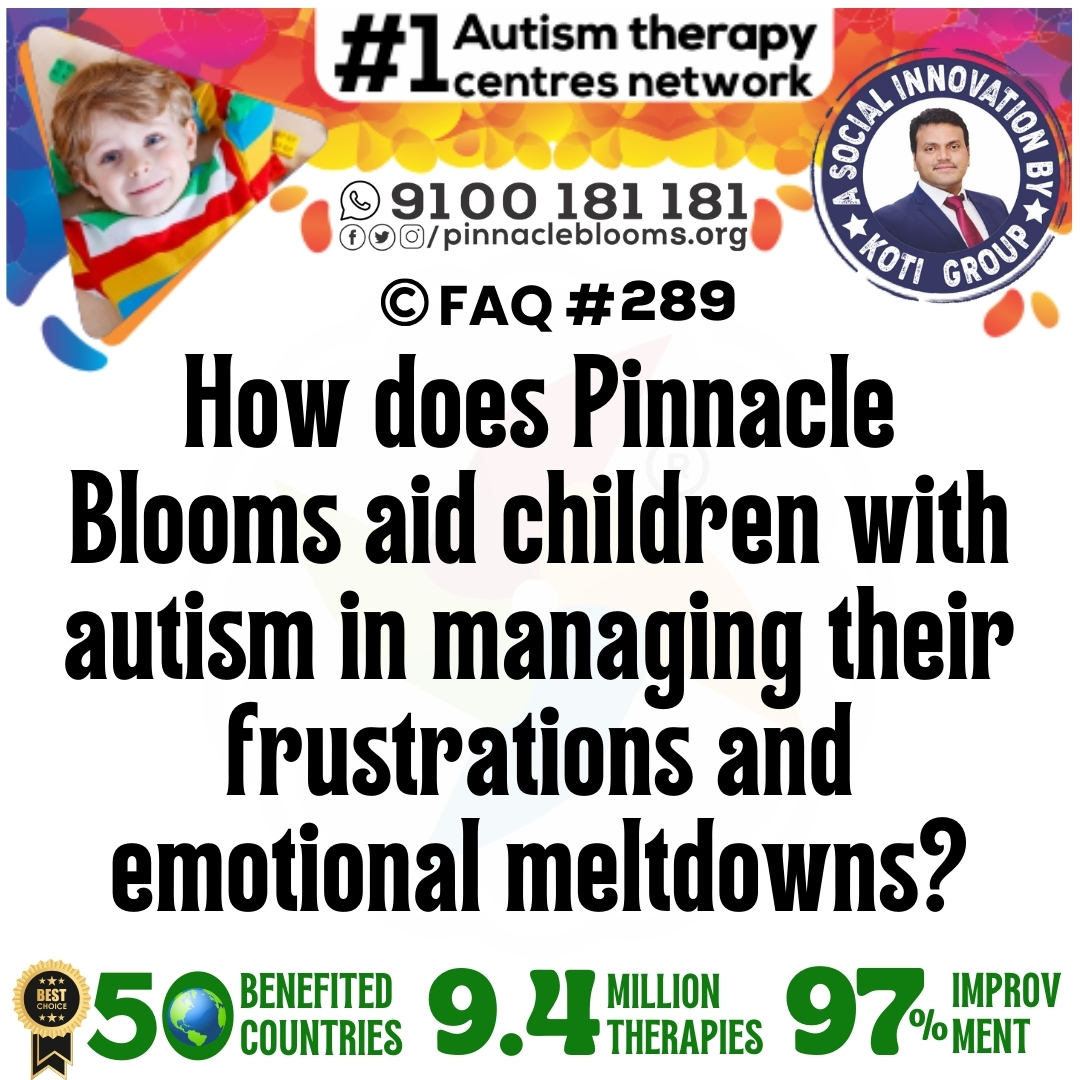 How does Pinnacle Blooms aid children with autism in managing their frustrations and emotional meltdowns?