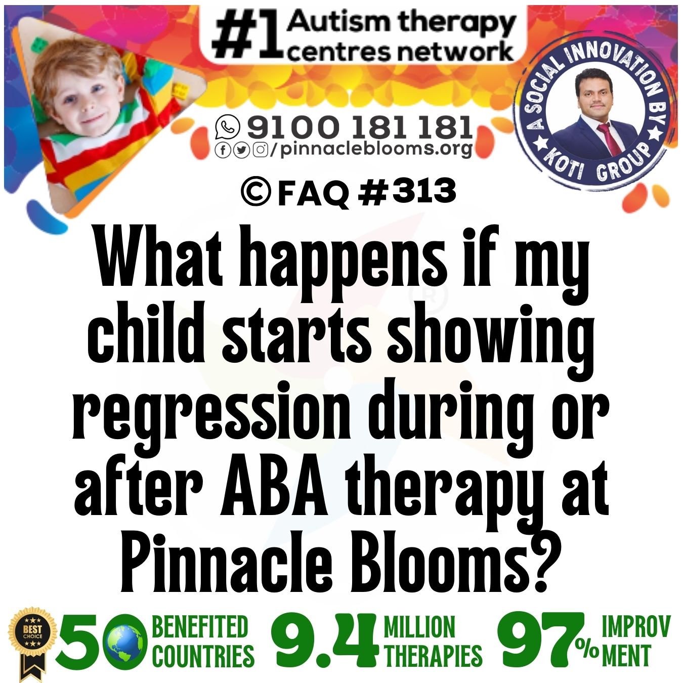 What happens if my child starts showing regression during or after ABA therapy at Pinnacle Blooms?