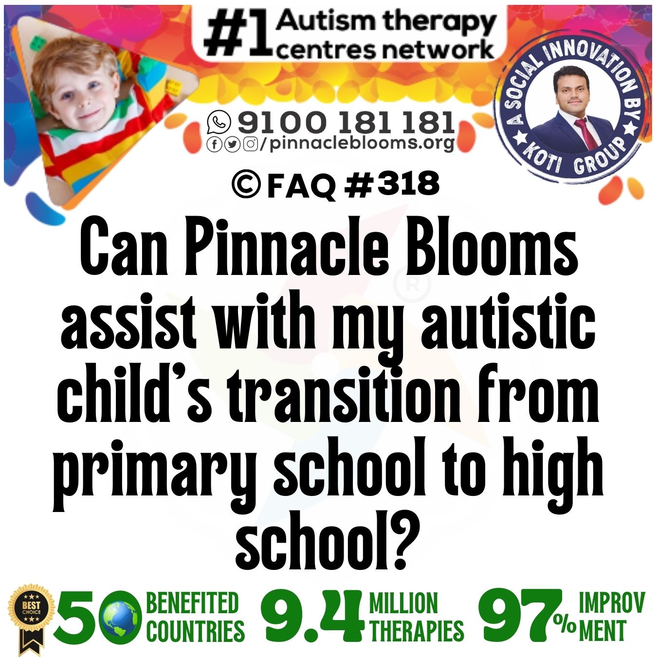 Can Pinnacle Blooms assist with my autistic child's transition from primary school to high school?