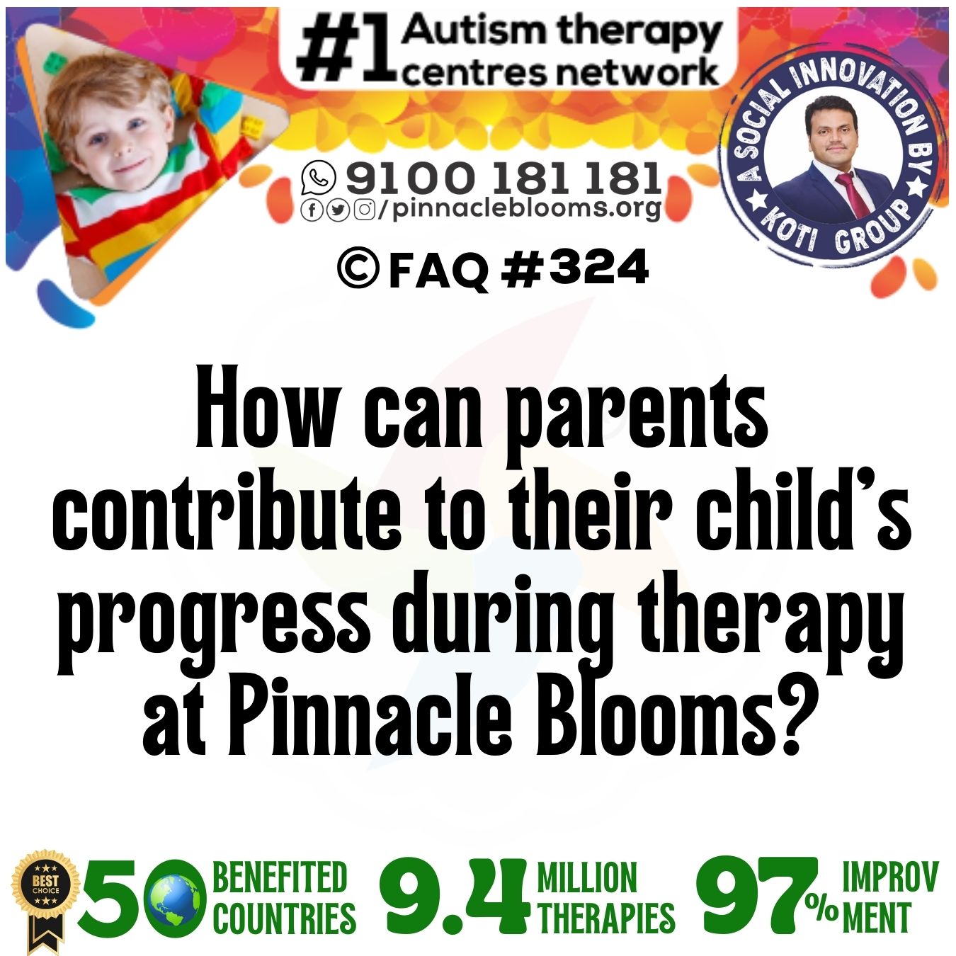 How can parents contribute to their child's progress during therapy at Pinnacle Blooms?