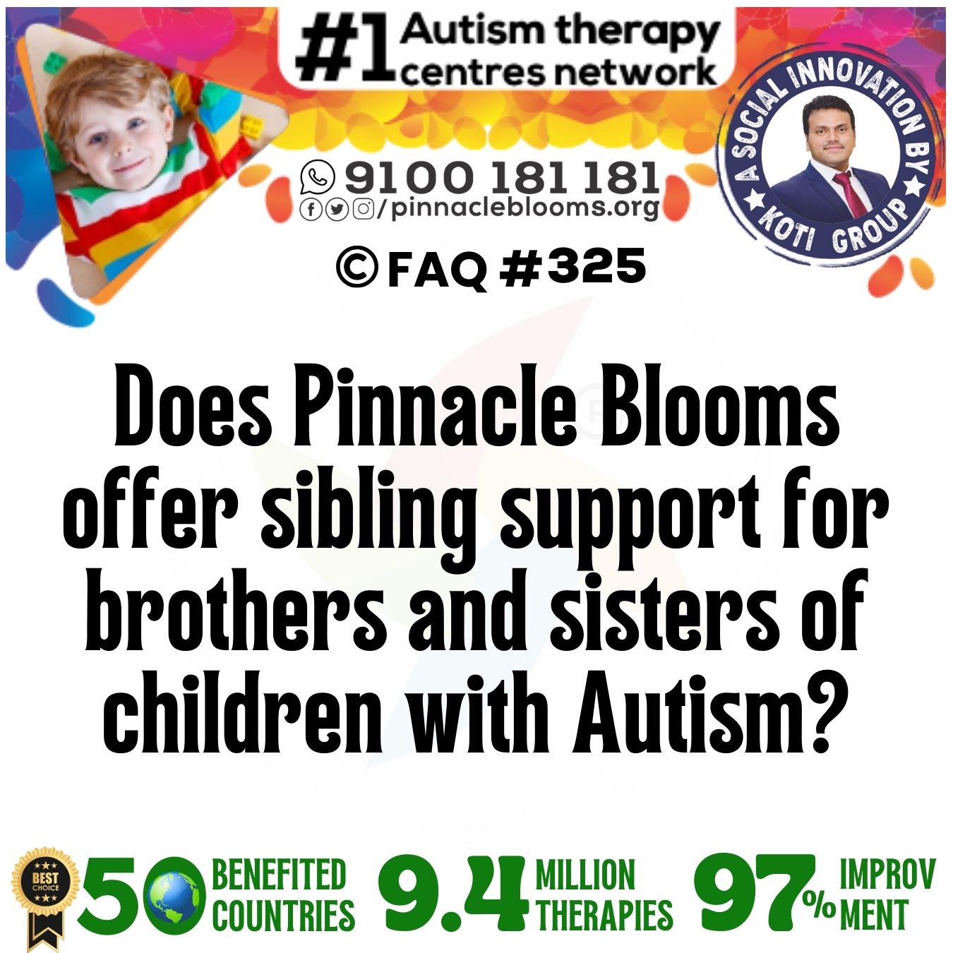 Does Pinnacle Blooms offer sibling support for brothers and sisters of children with Autism?