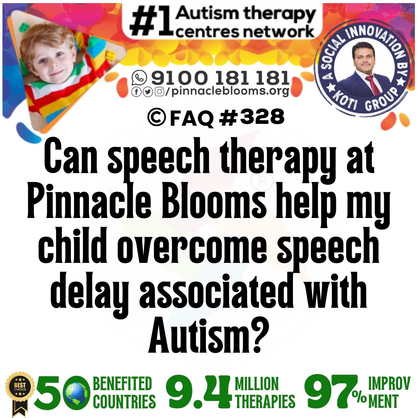 Can speech therapy at Pinnacle Blooms help my child overcome speech delay associated with Autism?