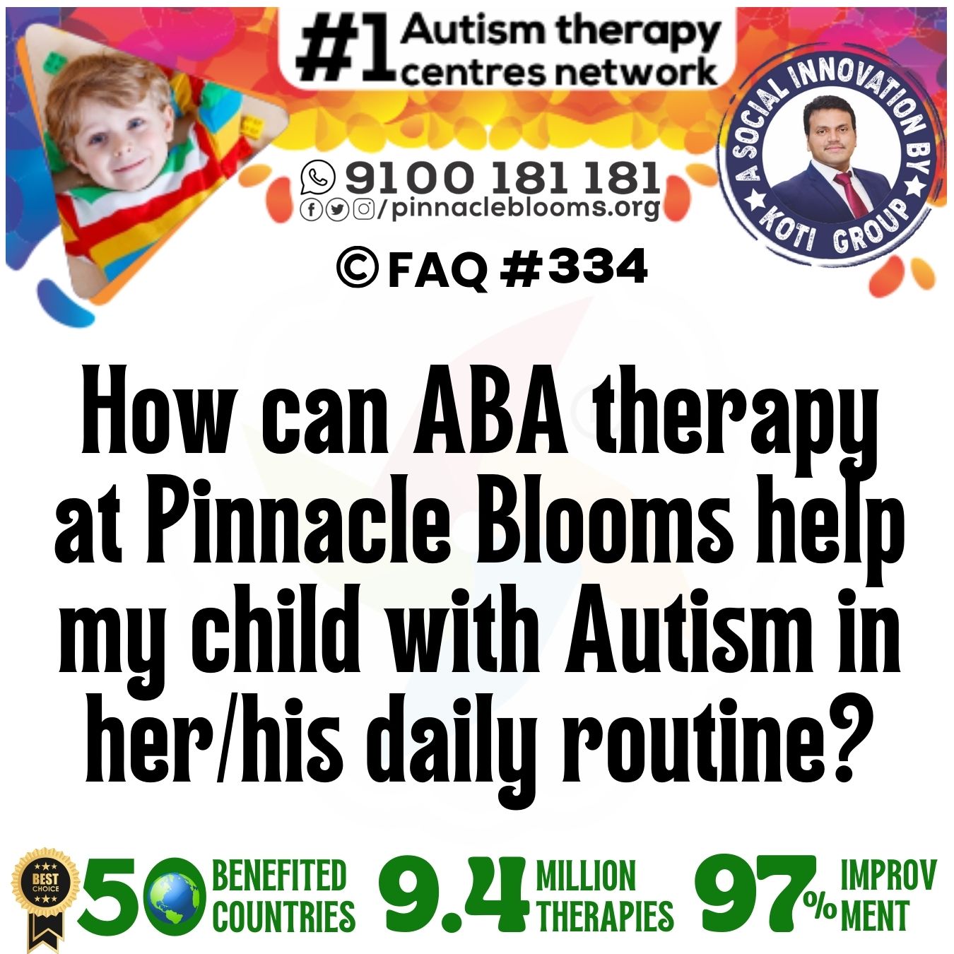 How can ABA therapy at Pinnacle Blooms help my child with Autism in her/his daily routine?