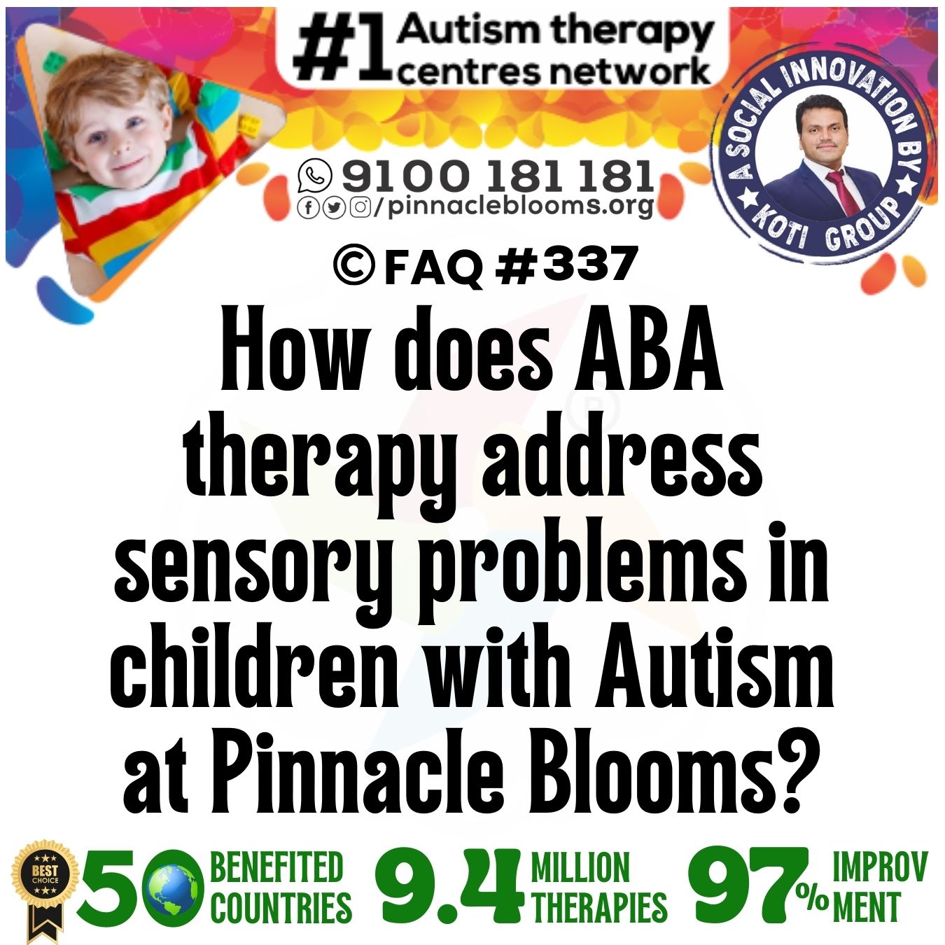 How does ABA therapy address sensory problems in children with Autism at Pinnacle Blooms?