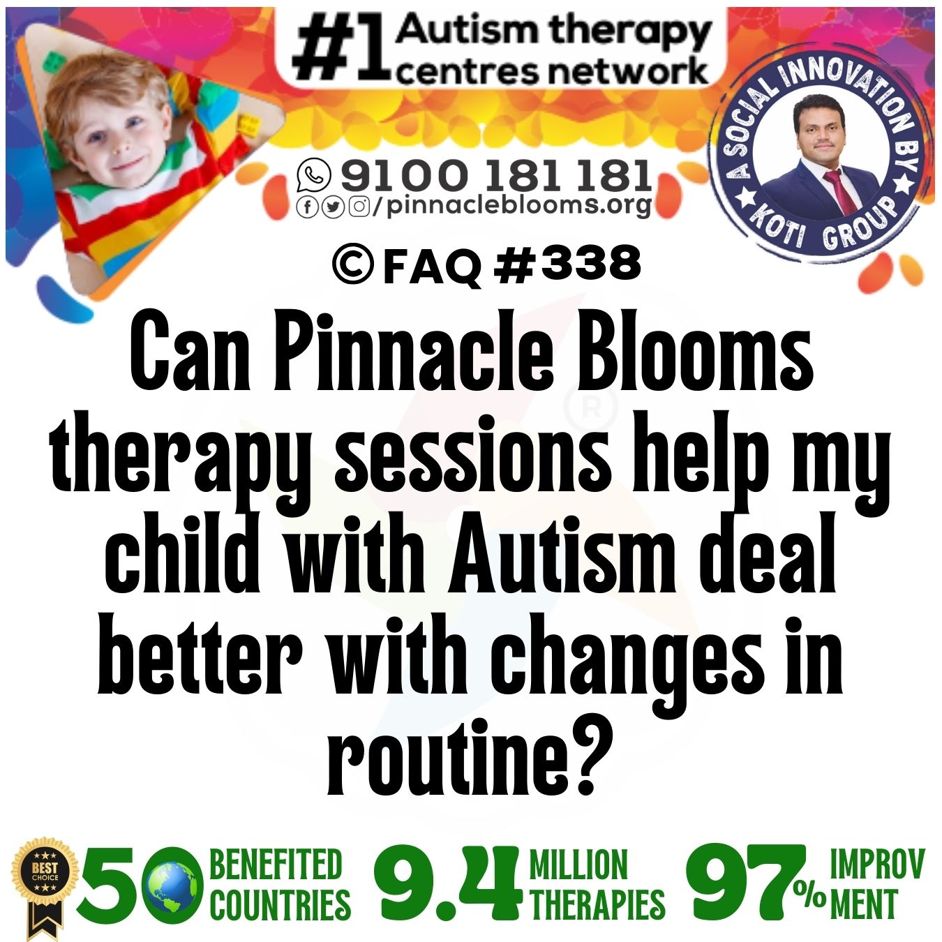 Can Pinnacle Blooms therapy sessions help my child with Autism deal better with changes in routine?