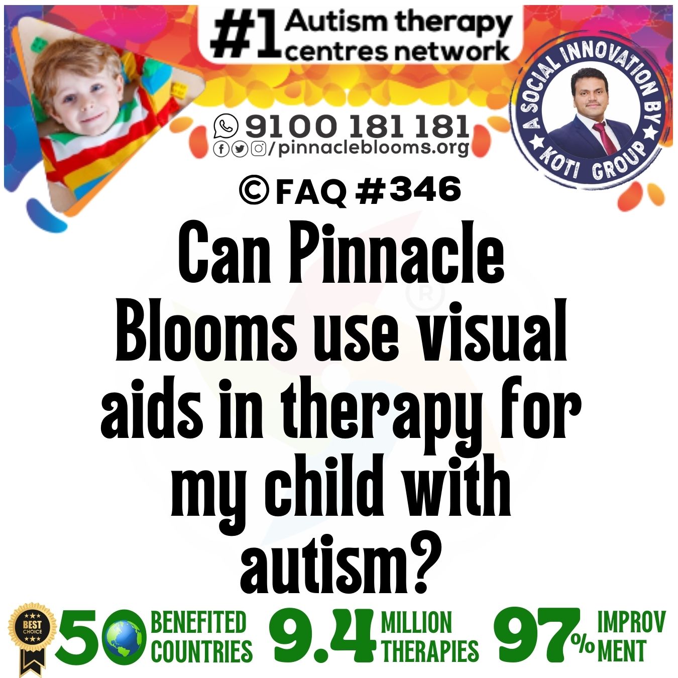 Can Pinnacle Blooms use visual aids in therapy for my child with autism?