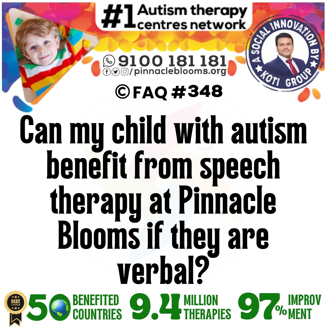 Can my child with autism benefit from speech therapy at Pinnacle Blooms if they are verbal?