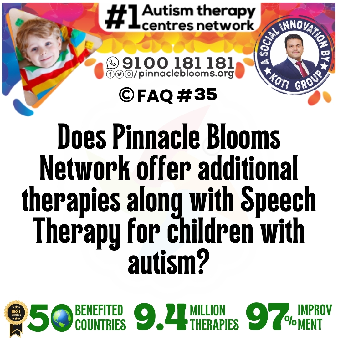 Does Pinnacle Blooms Network offer additional therapies along with Speech Therapy for children with autism?