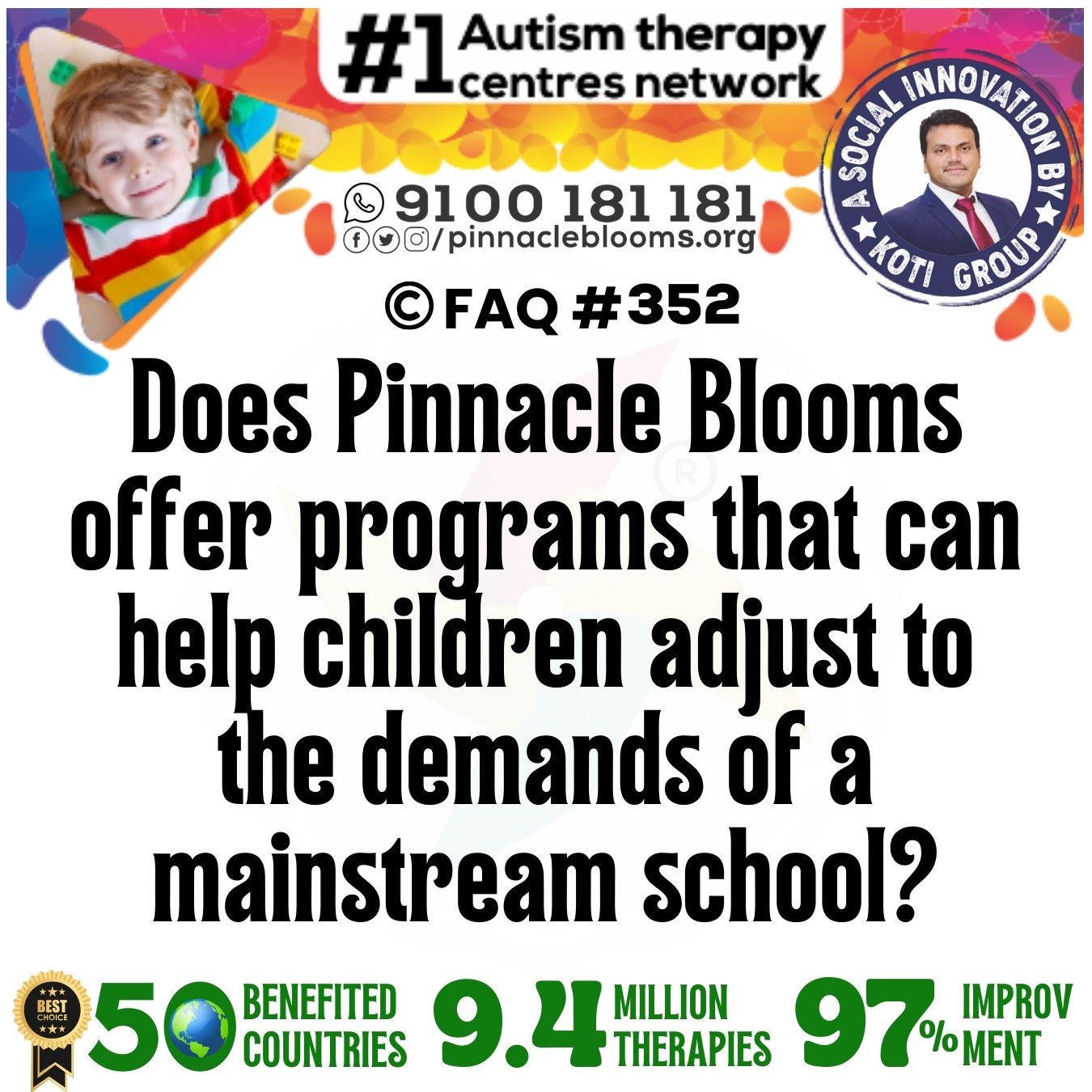 Does Pinnacle Blooms offer programs that can help children adjust to the demands of a mainstream school?