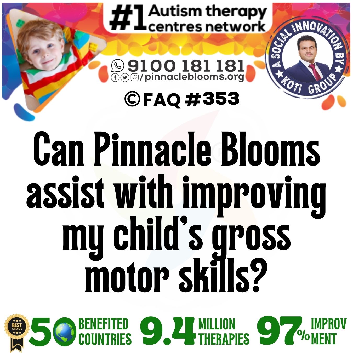 Can Pinnacle Blooms assist with improving my child's gross motor skills?
