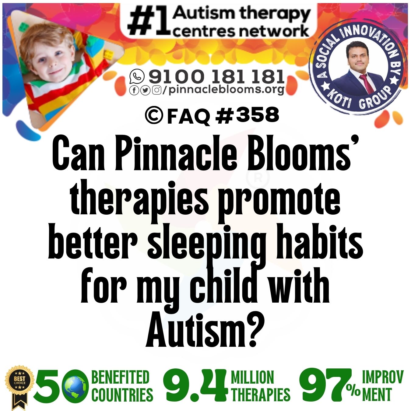 Can Pinnacle Blooms' therapies promote better sleeping habits for my child with Autism?