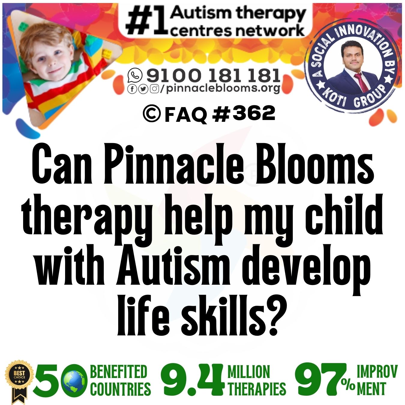 Can Pinnacle Blooms therapy help my child with Autism develop life skills?