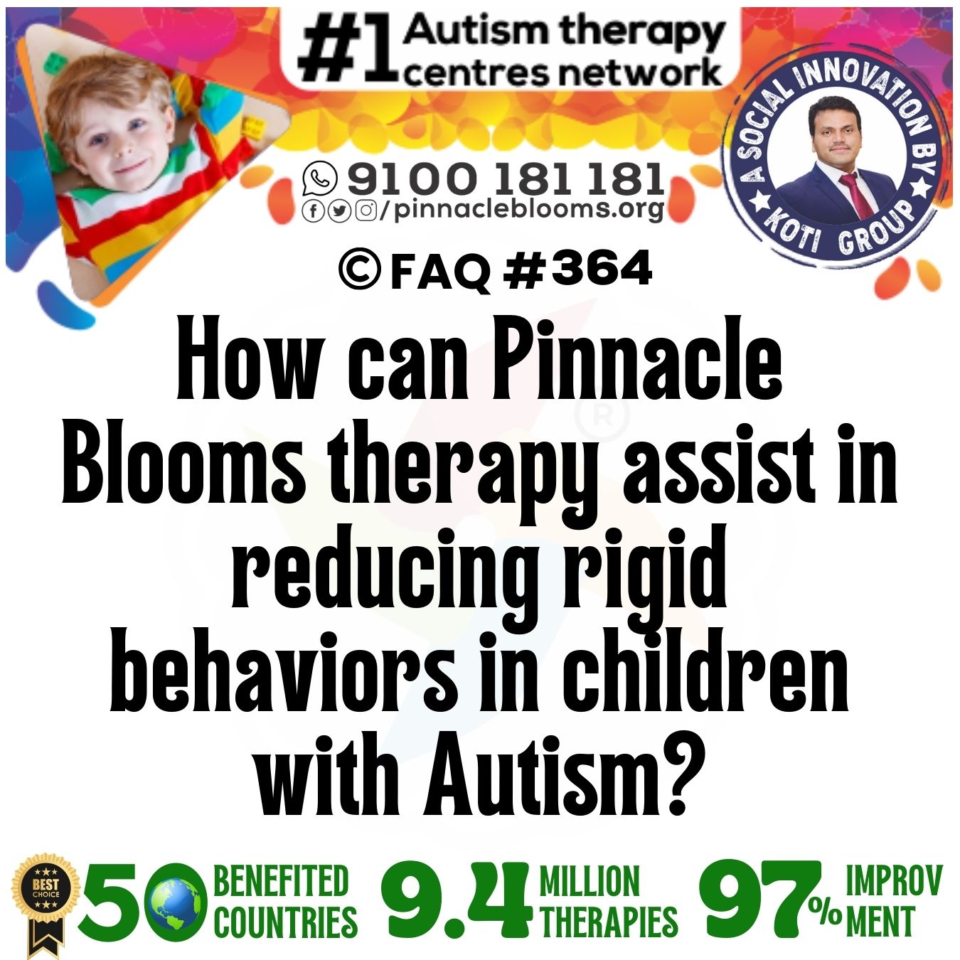 How can Pinnacle Blooms therapy assist in reducing rigid behaviors in children with Autism?