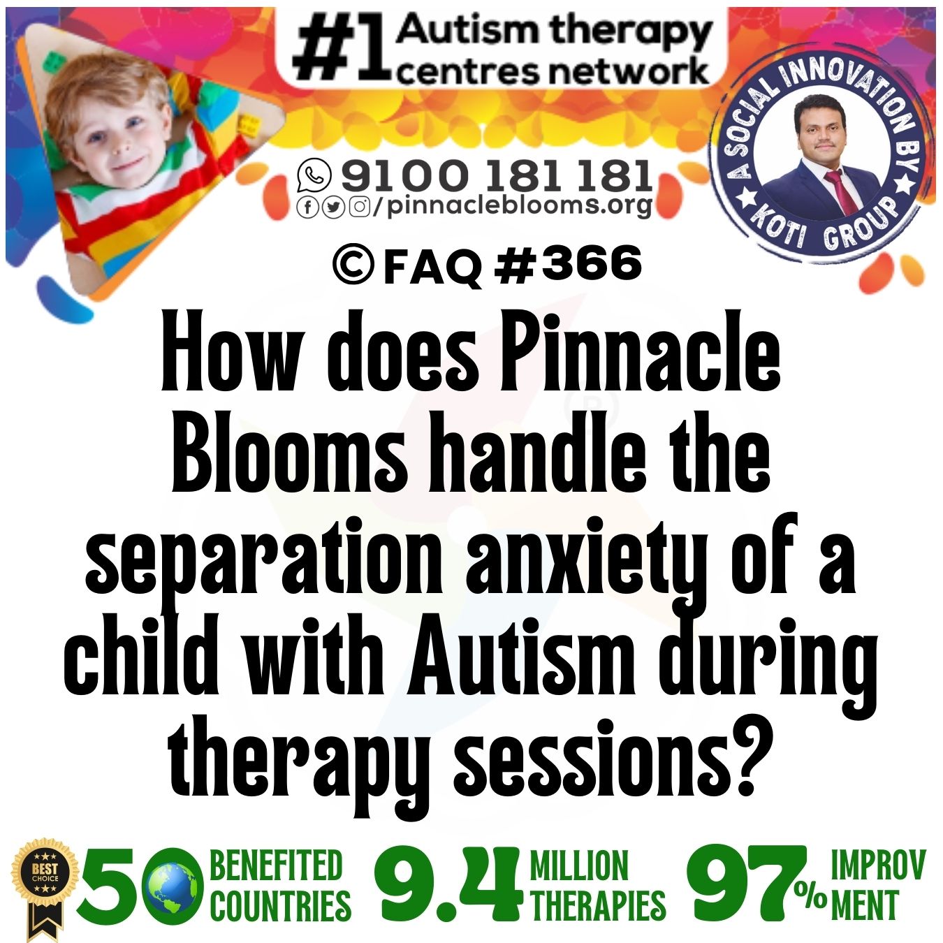 How does Pinnacle Blooms handle the separation anxiety of a child with Autism during therapy sessions?