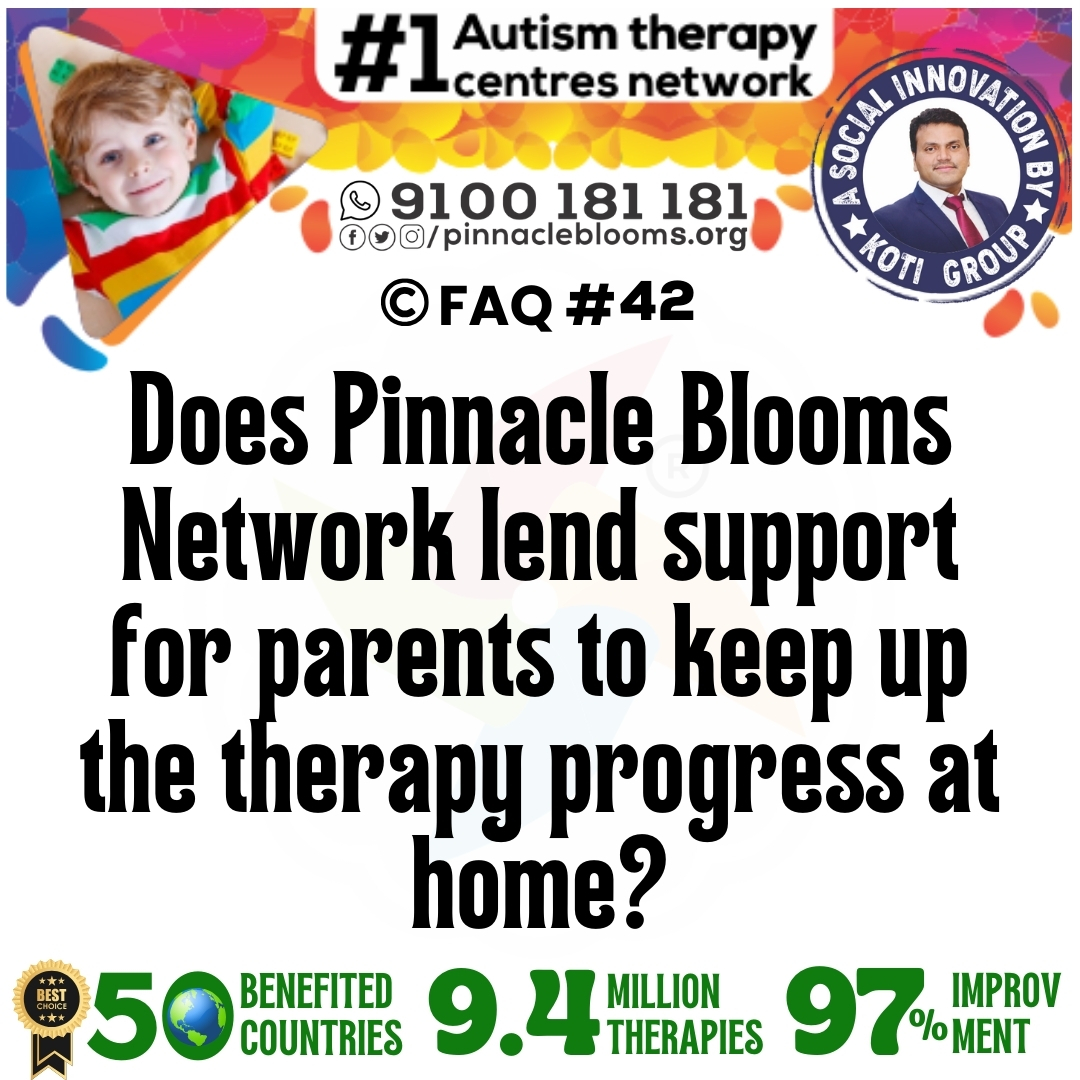 Does Pinnacle Blooms Network lend support for parents to keep up the therapy progress at home?