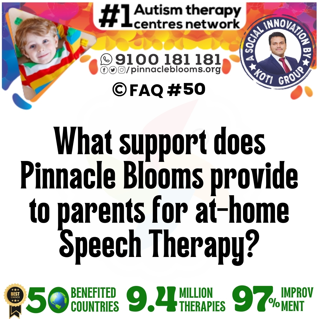 What support does Pinnacle Blooms provide to parents for at-home Speech Therapy?