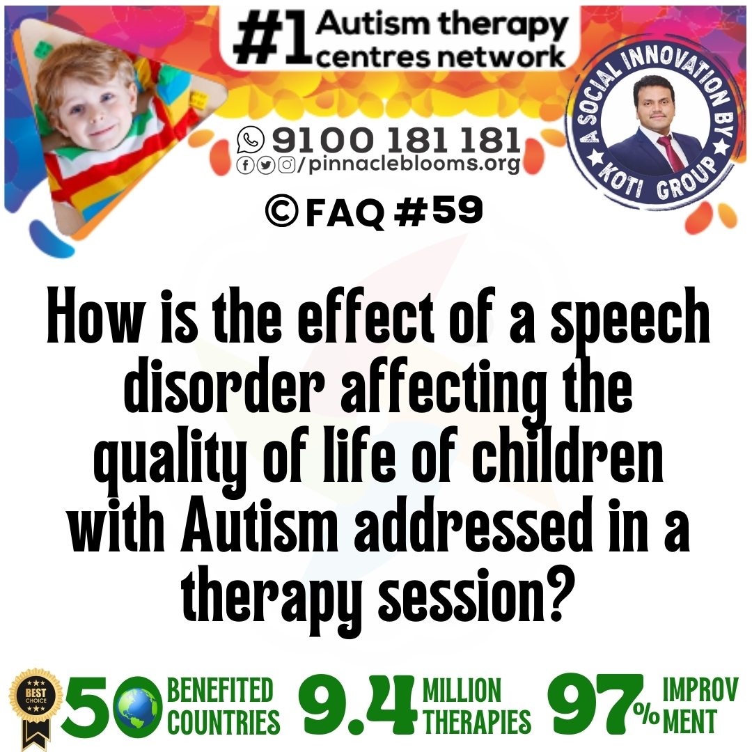 How is the effect of a speech disorder affecting the quality of life of children with Autism addressed in a therapy session?
