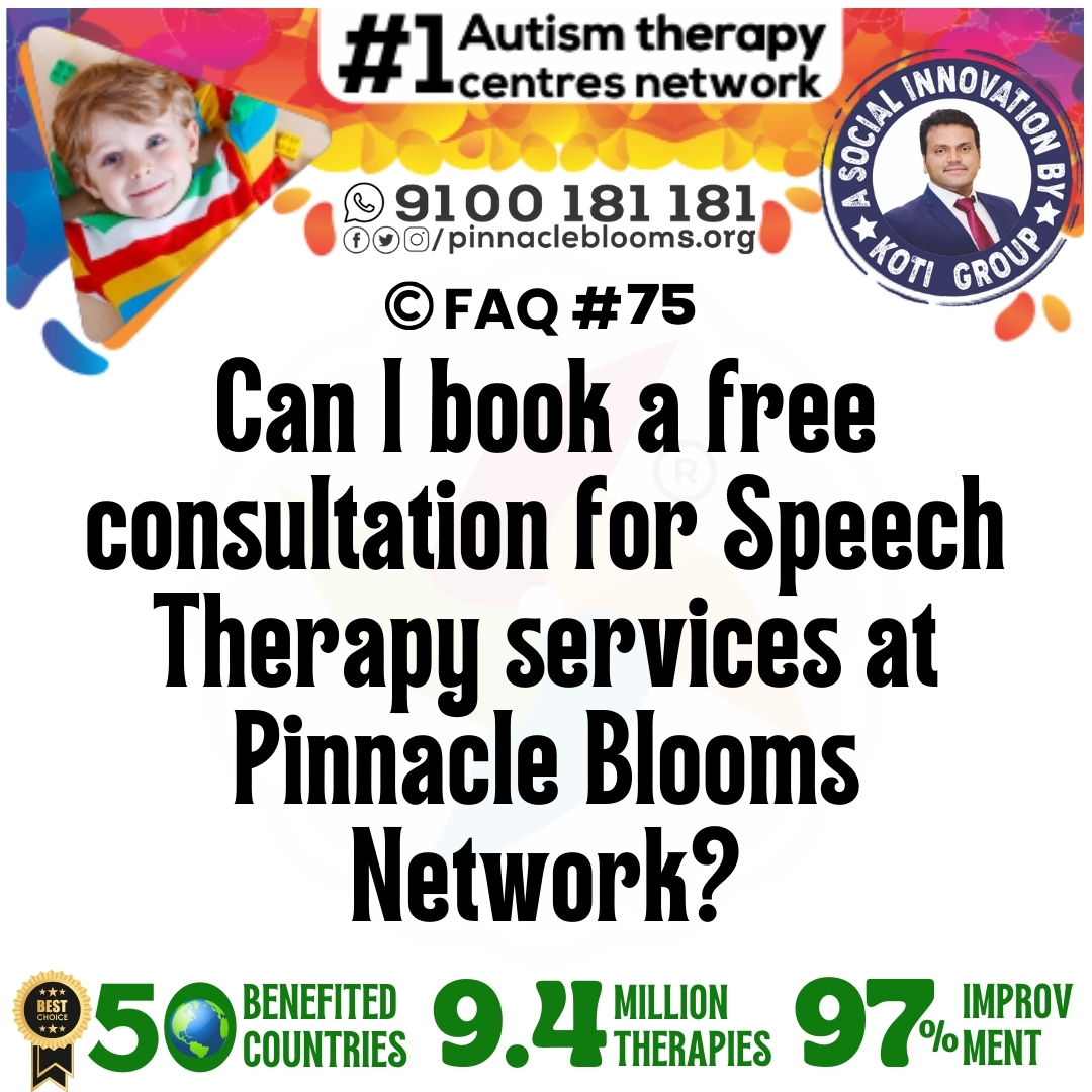 Can I book a free consultation for Speech Therapy services at Pinnacle Blooms Network?