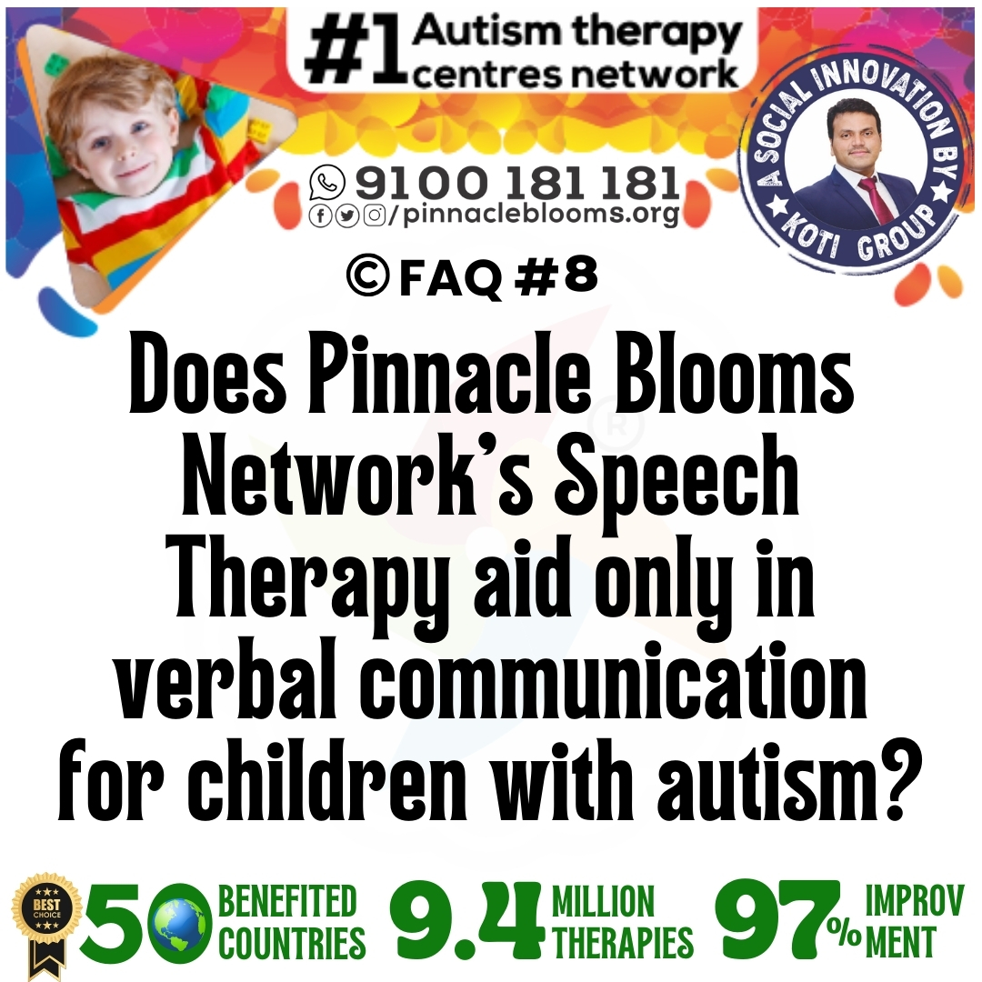 Does Pinnacle Blooms Network's Speech Therapy aid only in verbal communication for children with autism?