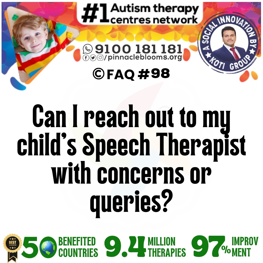 Can I reach out to my child’s Speech Therapist with concerns or queries?