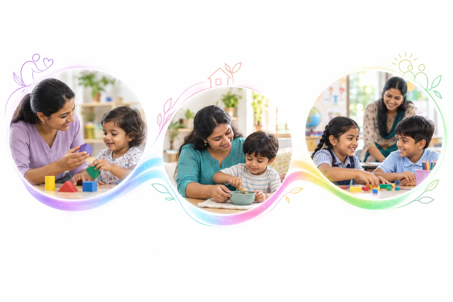 Illustrative Pinnacle pathway connecting therapist-led practice, parent-guided routines at home and participation at school