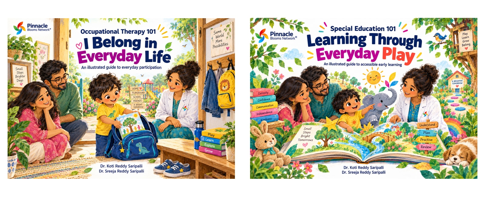 The front covers of I Belong in Everyday Life and Learning Through Everyday Play, a Pinnacle 101 two-book collection.