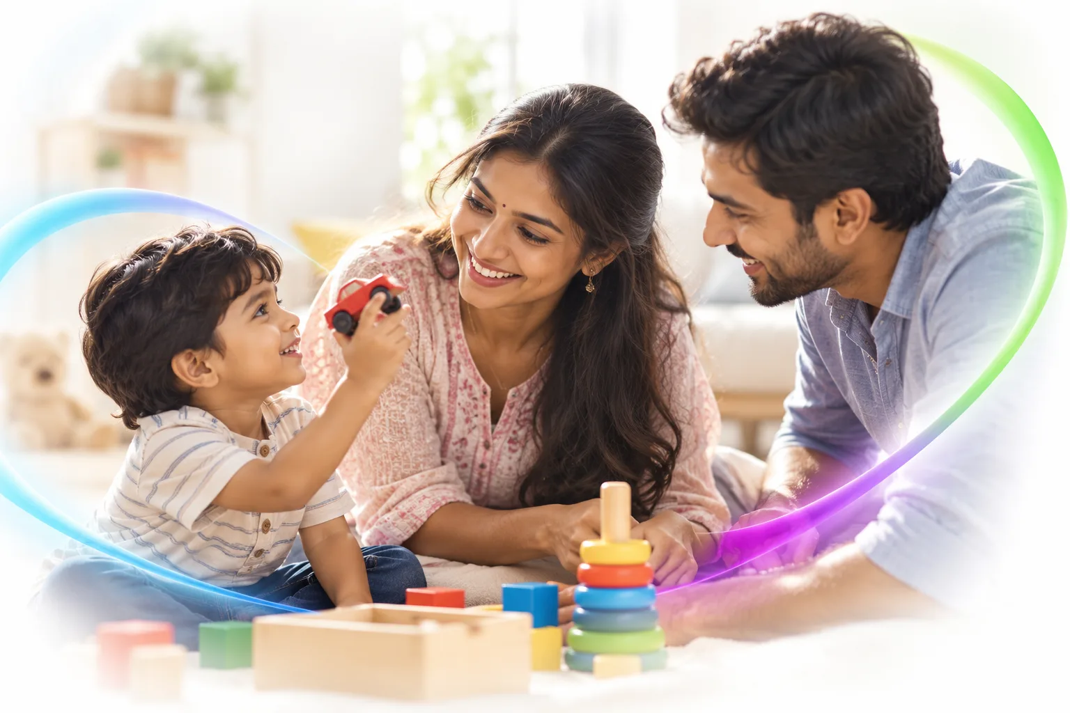 Illustrative Pinnacle parents and children sharing hopeful everyday moments.