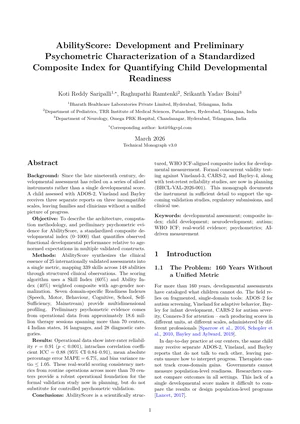 Original cover or first page: AbilityScore: Development and Preliminary Psychometric Characterization of a Standardized Composite Index for Quantifying Child Developmental Readiness
