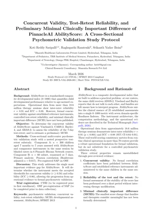 Original cover or first page: Concurrent Validity, Test-Retest Reliability, and Preliminary Minimal Clinically Important Difference of PinnacleAI AbilityScore: A Cross-Sectional Psychometric Validation Study Protocol